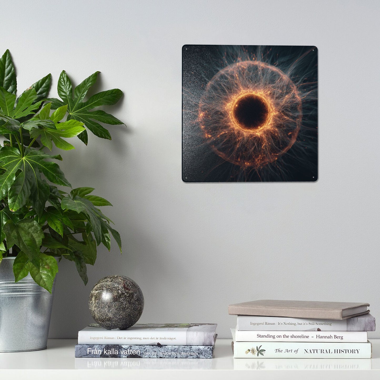 Cosmic Energy Core Tin Sign – 12"x12" Sci-Fi Metal Wall Art, Abstract Universe Force Illustration, Pre-Drilled & Waterproof