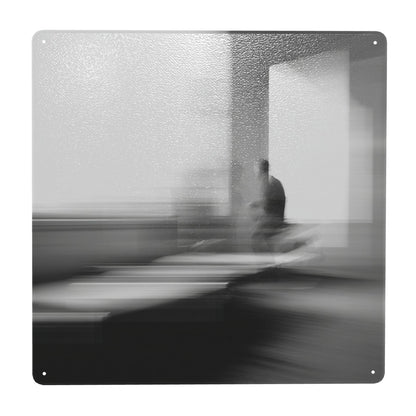 Abstract Blur Portrait Photography Tin Sign – 12"x12" Minimalist Black & White Metal Wall Art, Surreal Emotion Concept, Pre-Drilled & Waterproof