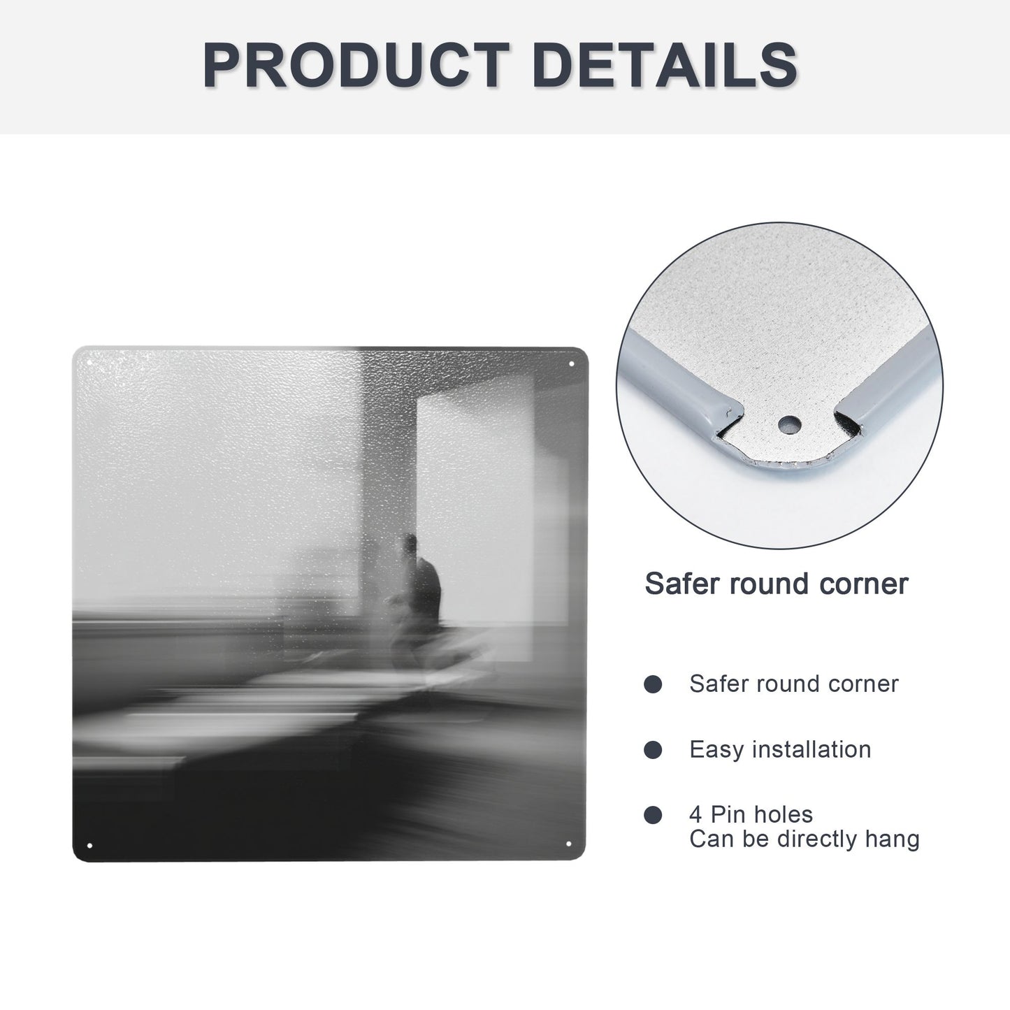 Abstract Blur Portrait Photography Tin Sign – 12"x12" Minimalist Black & White Metal Wall Art, Surreal Emotion Concept, Pre-Drilled & Waterproof