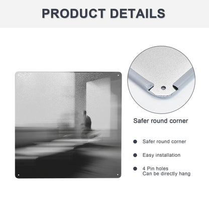 Abstract Blur Portrait Photography Tin Sign – 12"x12" Minimalist Black & White Metal Wall Art, Surreal Emotion Concept, Pre-Drilled & Waterproof