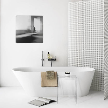 Abstract Blur Portrait Photography Tin Sign – 12"x12" Minimalist Black & White Metal Wall Art, Surreal Emotion Concept, Pre-Drilled & Waterproof