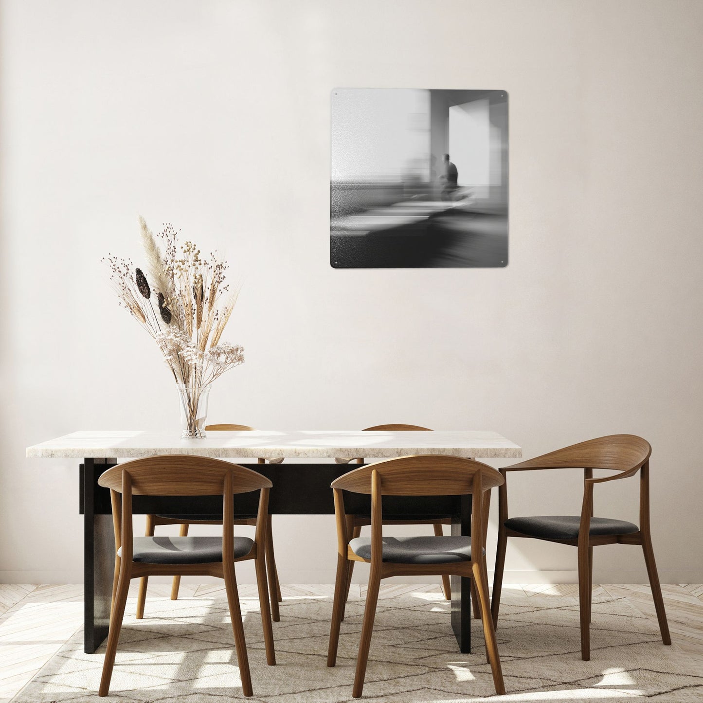 Abstract Blur Portrait Photography Tin Sign – 12"x12" Minimalist Black & White Metal Wall Art, Surreal Emotion Concept, Pre-Drilled & Waterproof