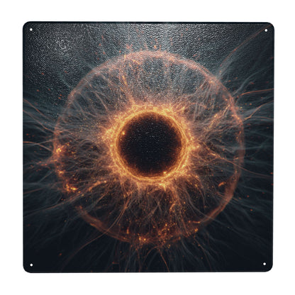 Cosmic Energy Core Tin Sign – 12"x12" Sci-Fi Metal Wall Art, Abstract Universe Force Illustration, Pre-Drilled & Waterproof