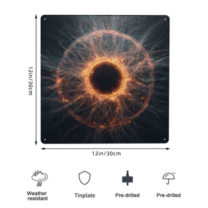 Cosmic Energy Core Tin Sign – 12"x12" Sci-Fi Metal Wall Art, Abstract Universe Force Illustration, Pre-Drilled & Waterproof