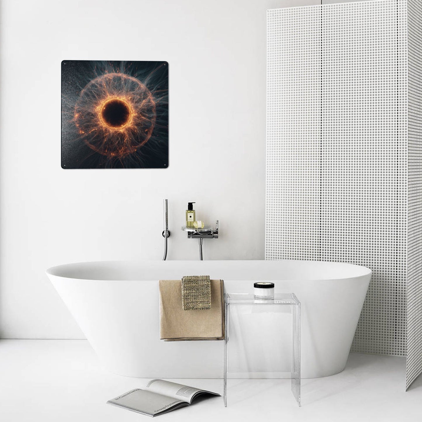 Cosmic Energy Core Tin Sign – 12"x12" Sci-Fi Metal Wall Art, Abstract Universe Force Illustration, Pre-Drilled & Waterproof